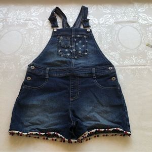 Jordache Junior Girls Size XL(14-16) Red/White/Blue Jeans Denim Romper/Overall